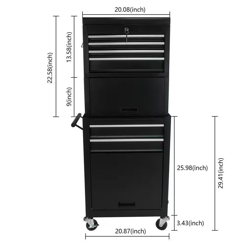 13 In. Tool Cabinet on Wheels, 6-Drawer Lockable Rolling Tool Chest W/ 4 Universal Wheels