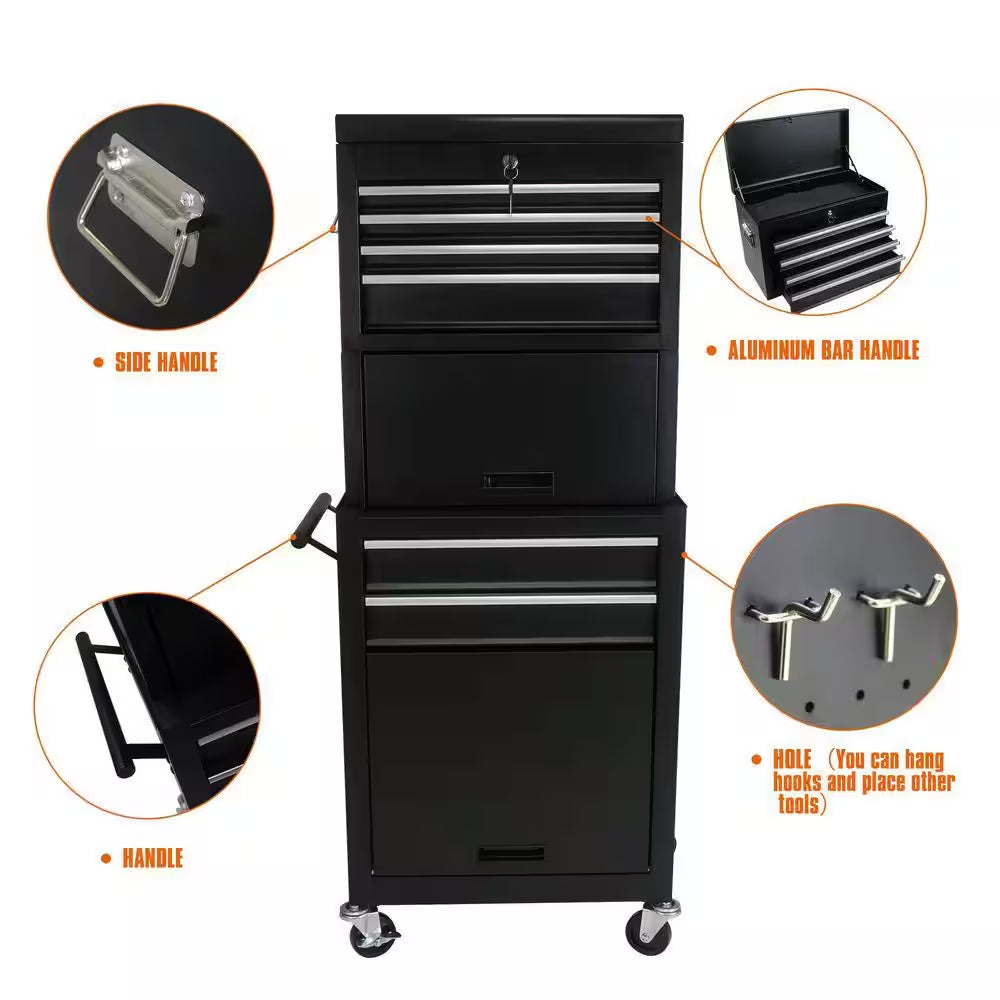 13 In. Tool Cabinet on Wheels, 6-Drawer Lockable Rolling Tool Chest W/ 4 Universal Wheels